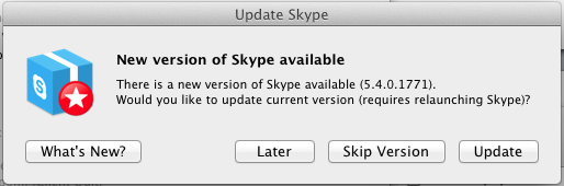 Skype update notification