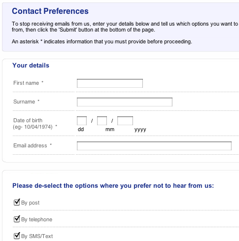 Tesco compare unsubscribe form